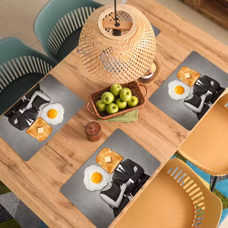 Ontbijt - Koppel - Ei - Brood Placemat vinyl groot -zzsfeer5_Kitchenyeah-website