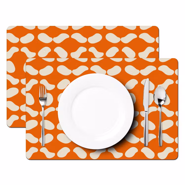 Oranje - Organische vormen - Wit Placemat vinyl groot 368 -zzsfeer2_Kitchenyeah-website