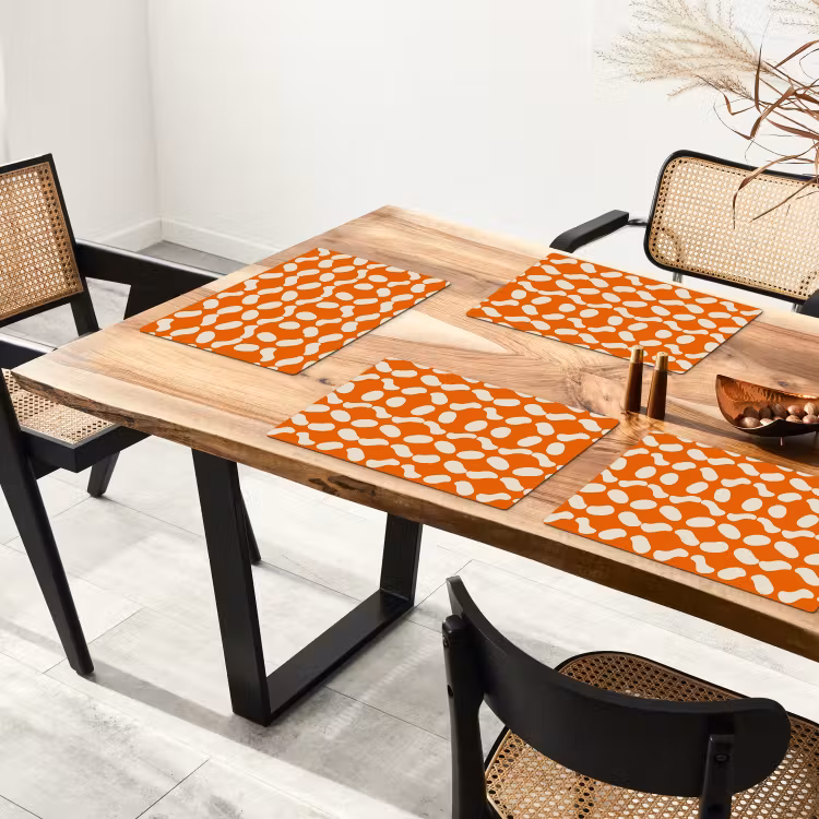Oranje - Organische vormen - Wit Placemat vinyl groot 368 -zzsfeer4_Kitchenyeah-website