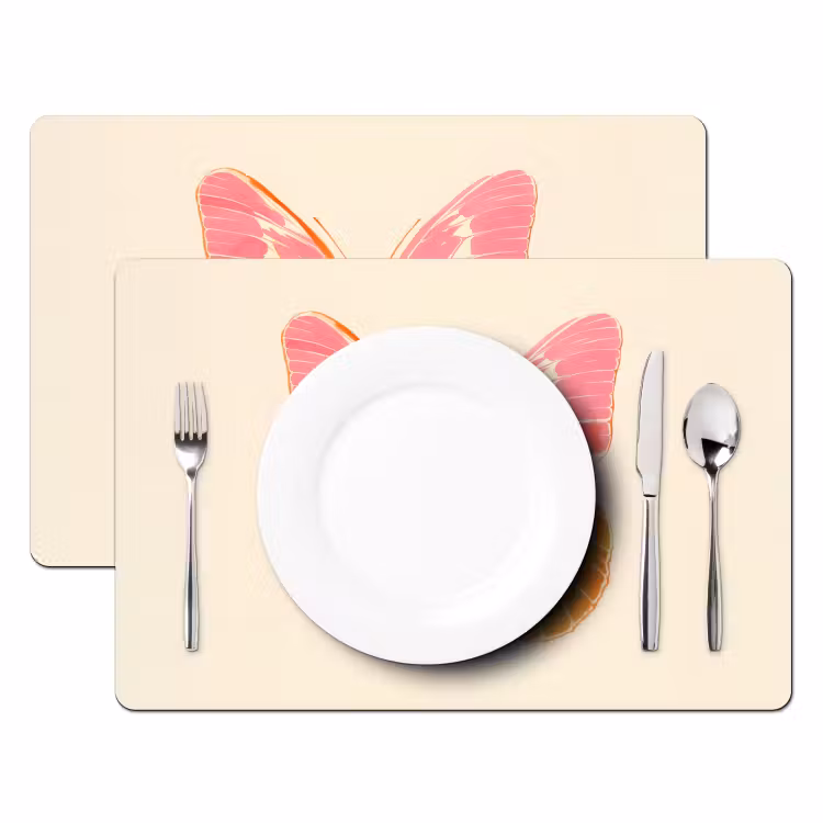 Oranje - Vlinder - Minimalistisch Placemat vinyl groot -zzsfeer2_Kitchenyeah-website
