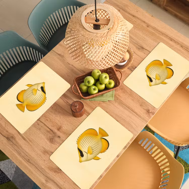 Ovaal - Vis - Geel - Schubben Placemat vinyl groot -zzsfeer5_Kitchenyeah-website