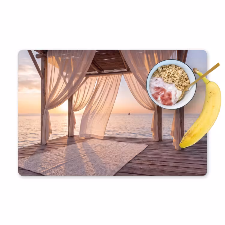Overkapping - Zee - Zonsondergang - Vakantie - Rust Placemat vinyl groot -zzzproduct_Kitchenyeah-website
