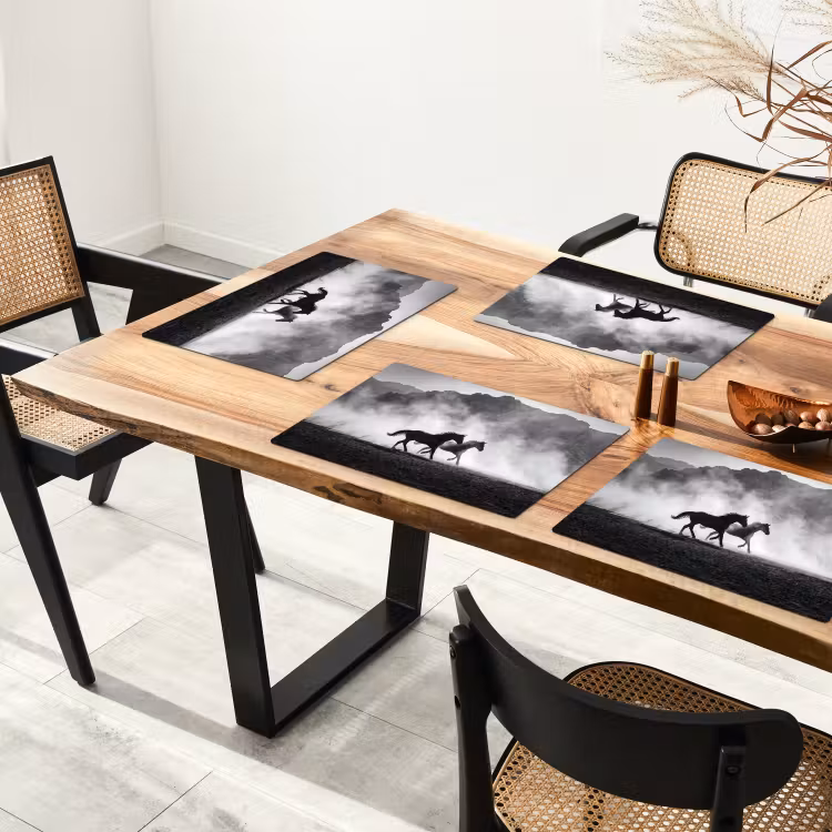 Paard - Ren - Stof - Zwart-wit - Dieren Placemat vinyl groot -zzsfeer4_Kitchenyeah-website