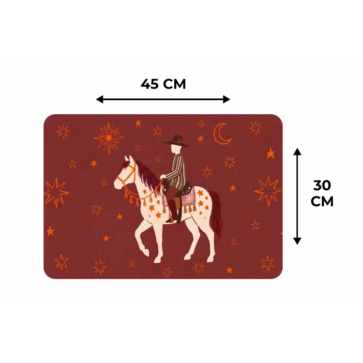 Paard - Ruiter - Sterren - Nacht - Illustratie Placemat vinyl groot -specs
