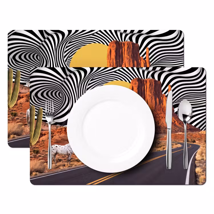 Placemat - 6 stuks - Paard - Woestijn - Natuur - Paard - Woestijn - Natuur Placemat vinyl groot