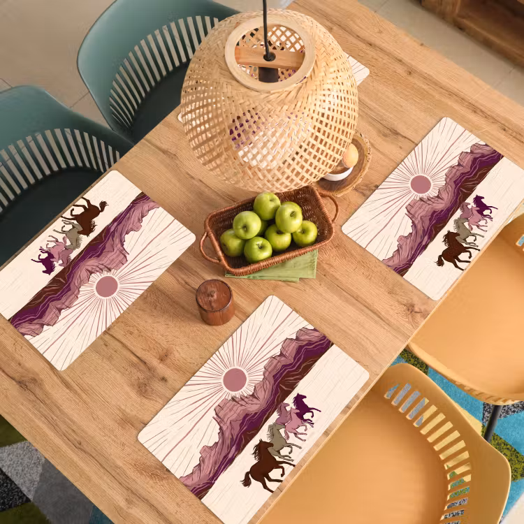 Paarden - Rennend - Woestijn - Natuur - Abstract Placemat vinyl groot -zzsfeer5_Kitchenyeah-website