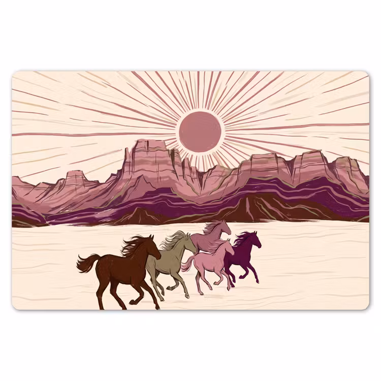 Paarden - Rennend - Woestijn - Natuur - Abstract Placemat vinyl groot -zzsfeer1_Kitchenyeah-website