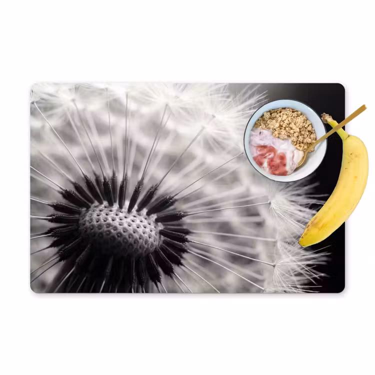 Paardenbloem - Zwart - Wit Placemat vinyl groot -zzzproduct_Kitchenyeah-website