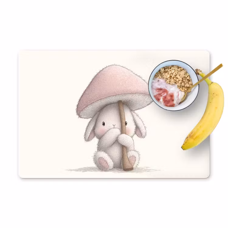 Paddenstoel - Konijn - Roze Placemat vinyl groot -zzzproduct_Kitchenyeah-website