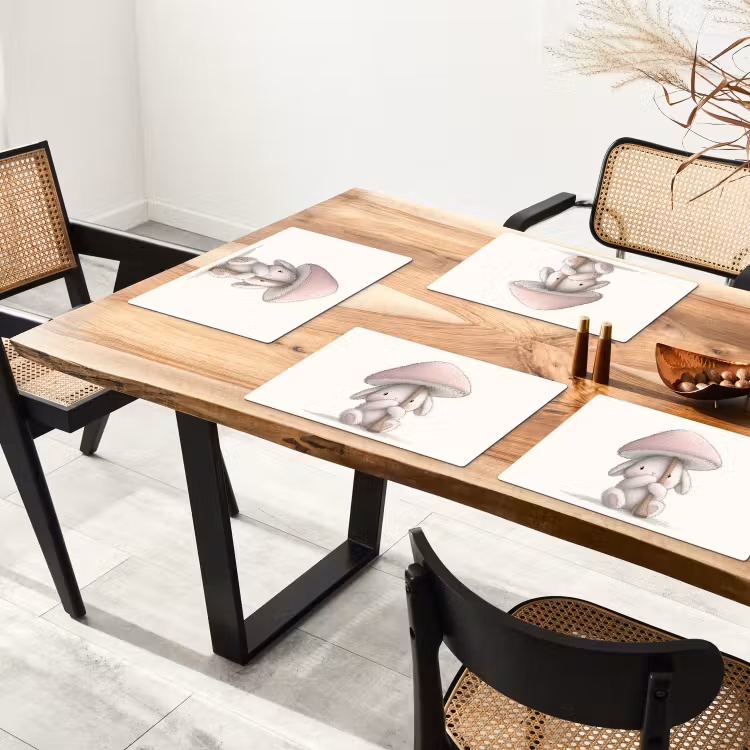 Paddenstoel - Konijn - Roze Placemat vinyl groot -zzsfeer4_Kitchenyeah-website