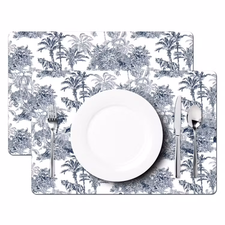 Palmbomen - Jungle - Abstract - Blauw Placemat vinyl groot 368 -zzsfeer2_Kitchenyeah-website