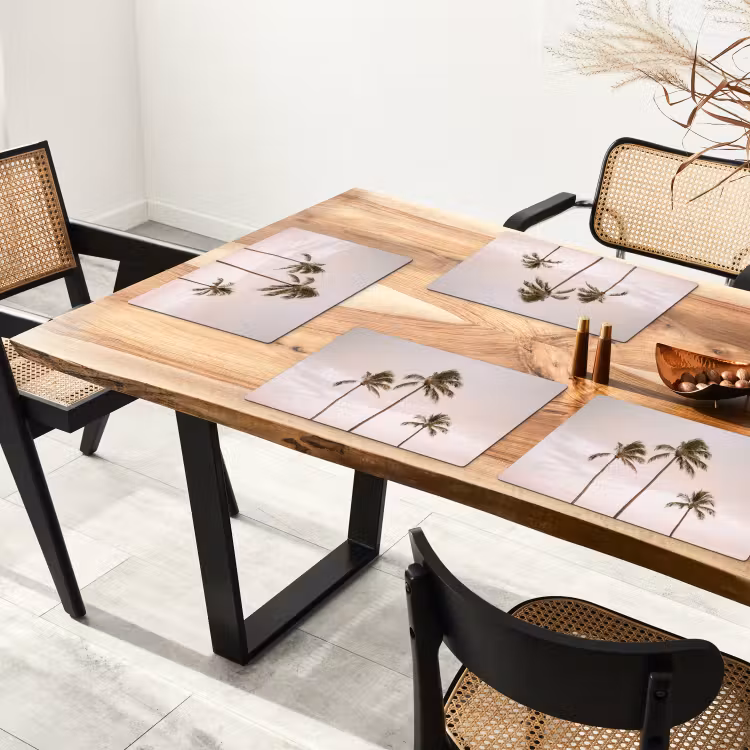 Palmbomen - Zonsondergang - Roze Placemat vinyl groot -zzsfeer4_Kitchenyeah-website