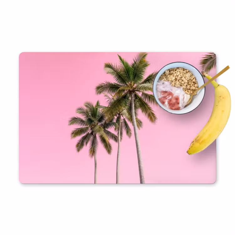 Palmboom - Tropisch - Pink Placemat vinyl groot -zzzproduct_Kitchenyeah-website