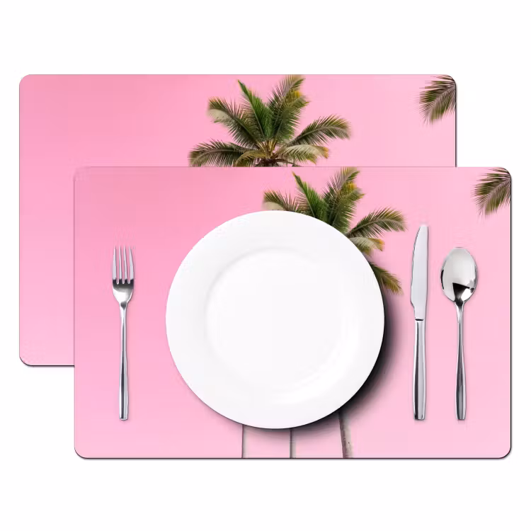 Palmboom - Tropisch - Pink Placemat vinyl groot -zzsfeer2_Kitchenyeah-website