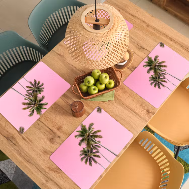 Palmboom - Tropisch - Pink Placemat vinyl groot -zzsfeer5_Kitchenyeah-website