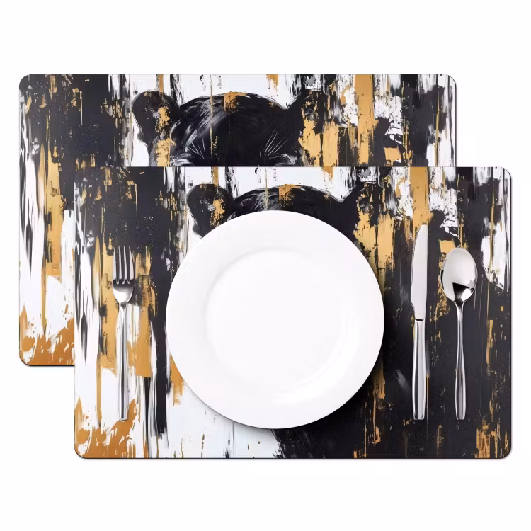 Panter - Zwart - Abstract - Verfstreken Placemat vinyl groot -zzsfeer2_Kitchenyeah-website