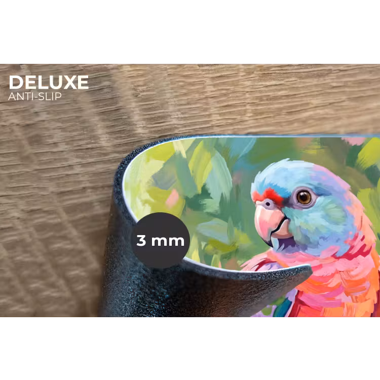 Papagaai - Hibiscusbloemen - Kleurrijk Placemat vinyl groot -closeup