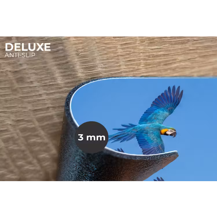 Papagaai - Vliegen - Blauw - Geel Placemat vinyl groot -closeup