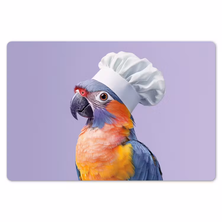 Papegaai - Koksmuts - Paars - Cute Placemat vinyl groot -zzsfeer1_Kitchenyeah-website