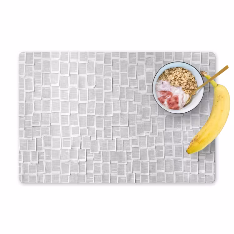 Papier - Overlappend - Textuur - Modern - Wit Placemat vinyl groot -zzzproduct_Kitchenyeah-website