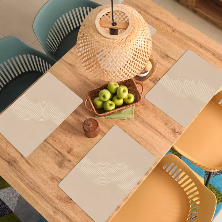 Parallelle lijnen - Lichte textuur - Beige Placemat vinyl groot -zzsfeer5_Kitchenyeah-website