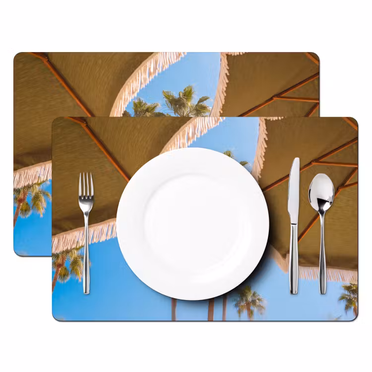 Parasol - Groen - Franjes - Zomer - Tropisch Placemat vinyl groot -zzsfeer2_Kitchenyeah-website