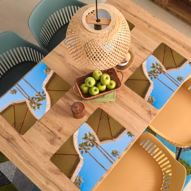 Parasol - Groen - Franjes - Zomer - Tropisch Placemat vinyl groot -zzsfeer5_Kitchenyeah-website