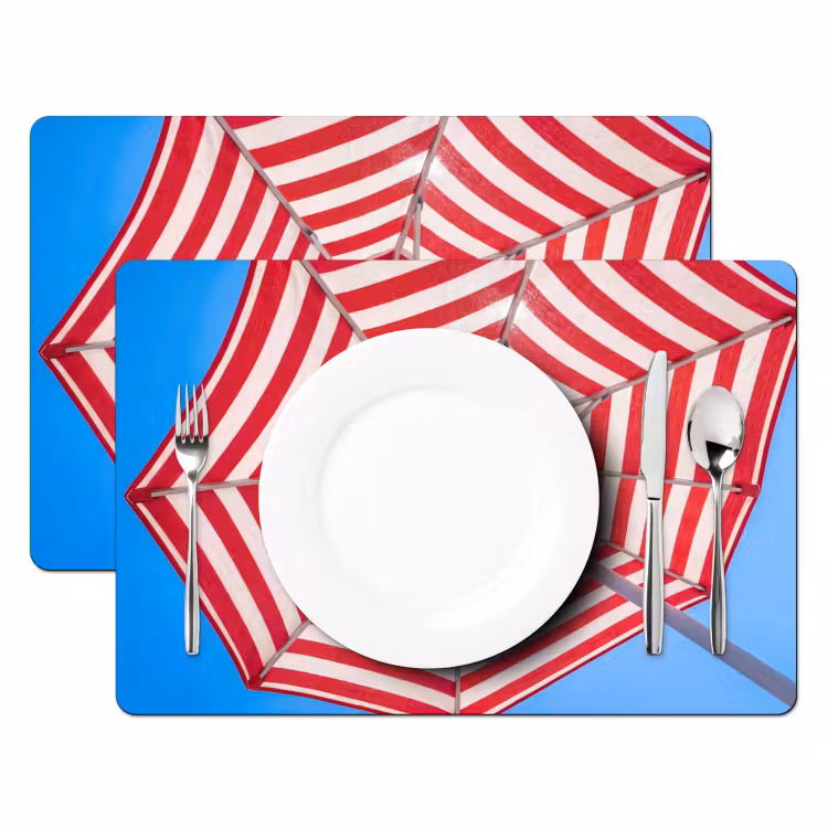 Parasol - Strepen - Zomer - Rood - Blauw Placemat vinyl groot -zzsfeer2_Kitchenyeah-website