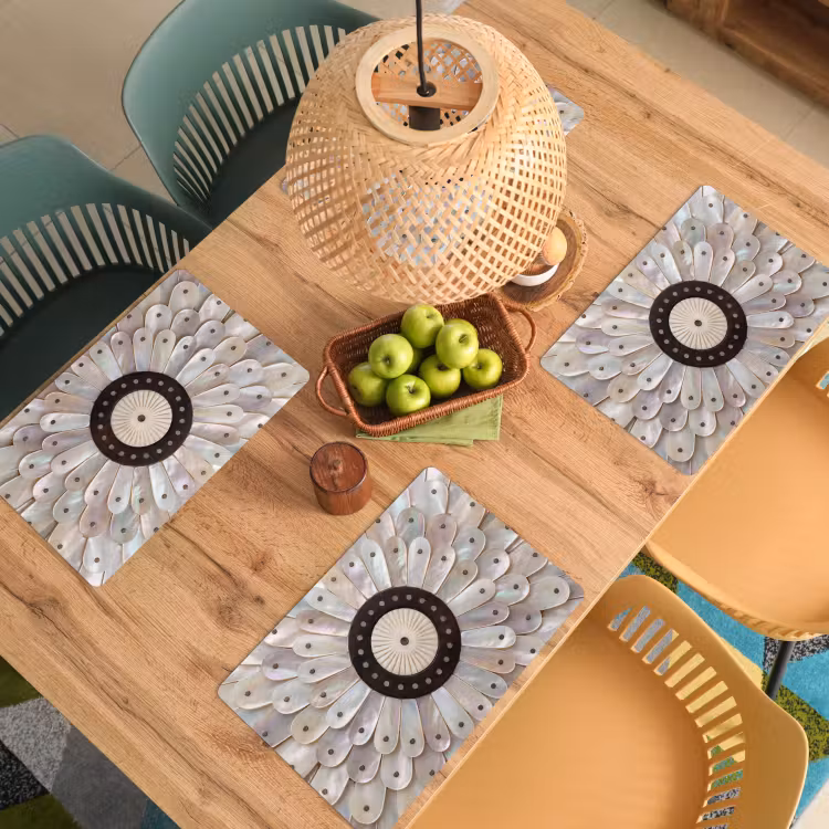Parelmoer - Patroon - Decoratie - Ambacht - Wit Placemat vinyl groot -zzsfeer5_Kitchenyeah-website