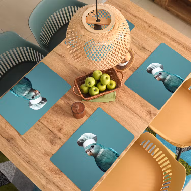 Parkiet - Vogel - Koksmuts - Cute Placemat vinyl groot -zzsfeer5_Kitchenyeah-website