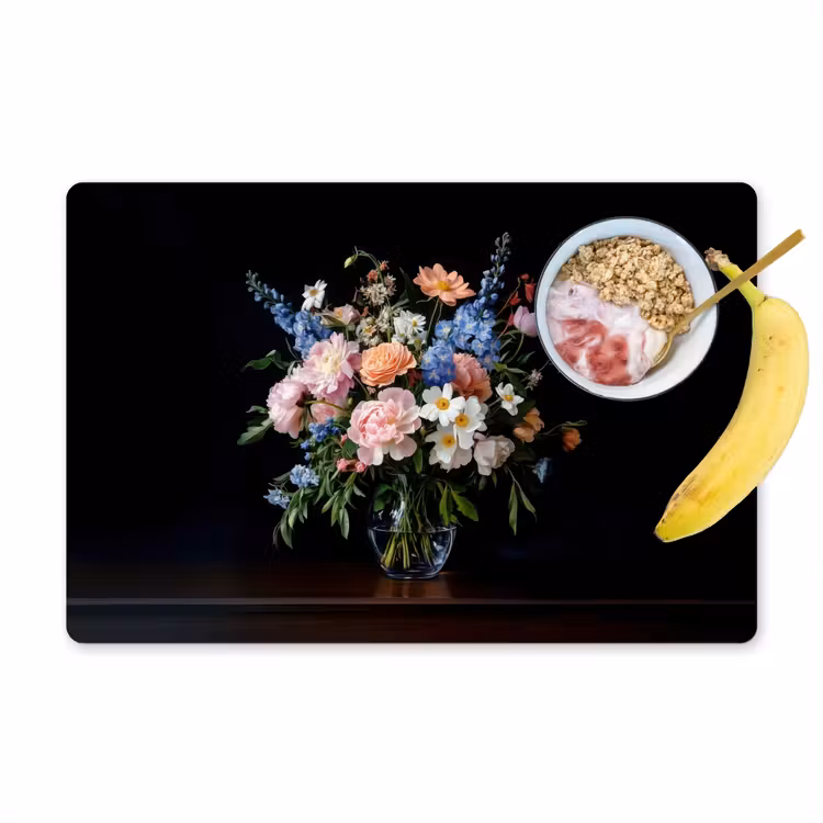 Pastel - Bloemen - Glazen - Vaas Placemat vinyl groot -zzzproduct_Kitchenyeah-website