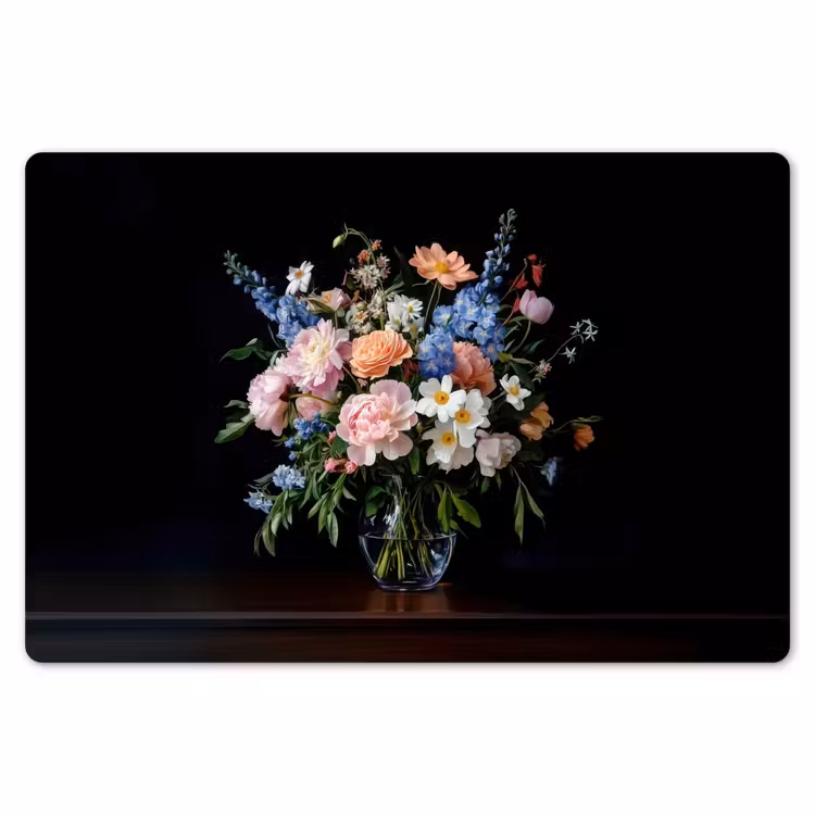 Pastel - Bloemen - Glazen - Vaas Placemat vinyl groot -zzsfeer1_Kitchenyeah-website
