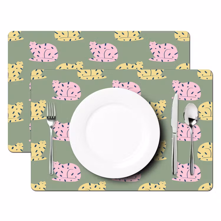 Pastel - Katten - Vlekjes - Groen Placemat vinyl groot 368 -zzsfeer2_Kitchenyeah-website