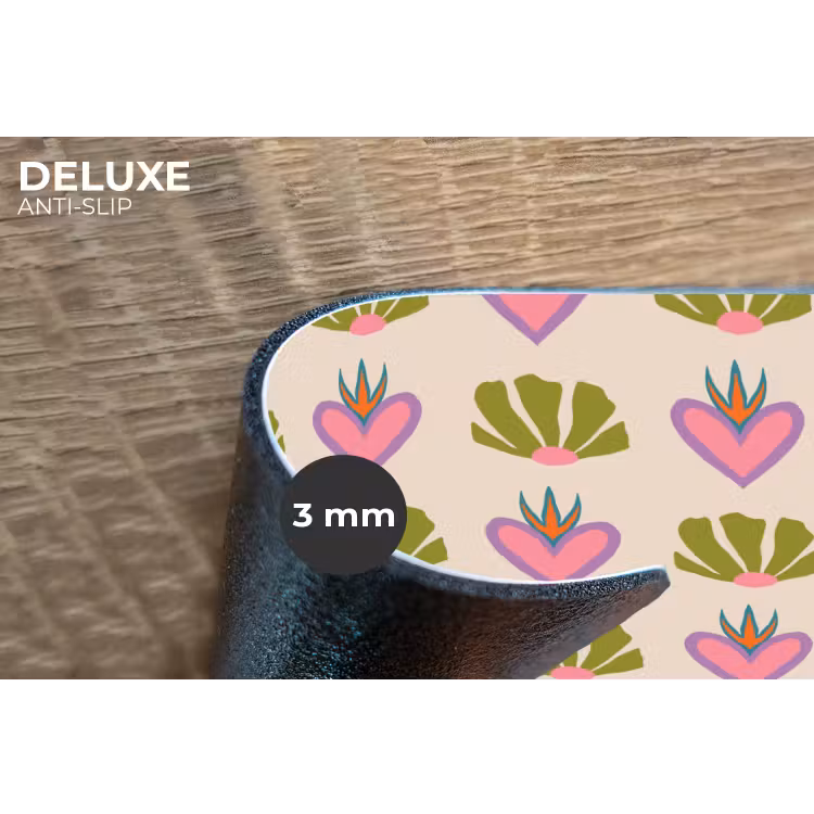 Patroon - Beige - Hartjes - Bloemen Placemat vinyl groot 368 -closeup