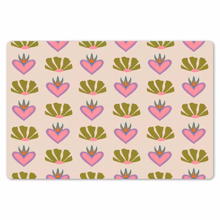 Patroon - Beige - Hartjes - Bloemen Placemat vinyl groot 368 -zzsfeer1_Kitchenyeah-website