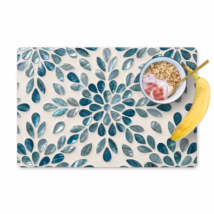 Patroon - Bladeren - Abstract - Modern - Turquoise Placemat vinyl groot -zzzproduct_Kitchenyeah-website