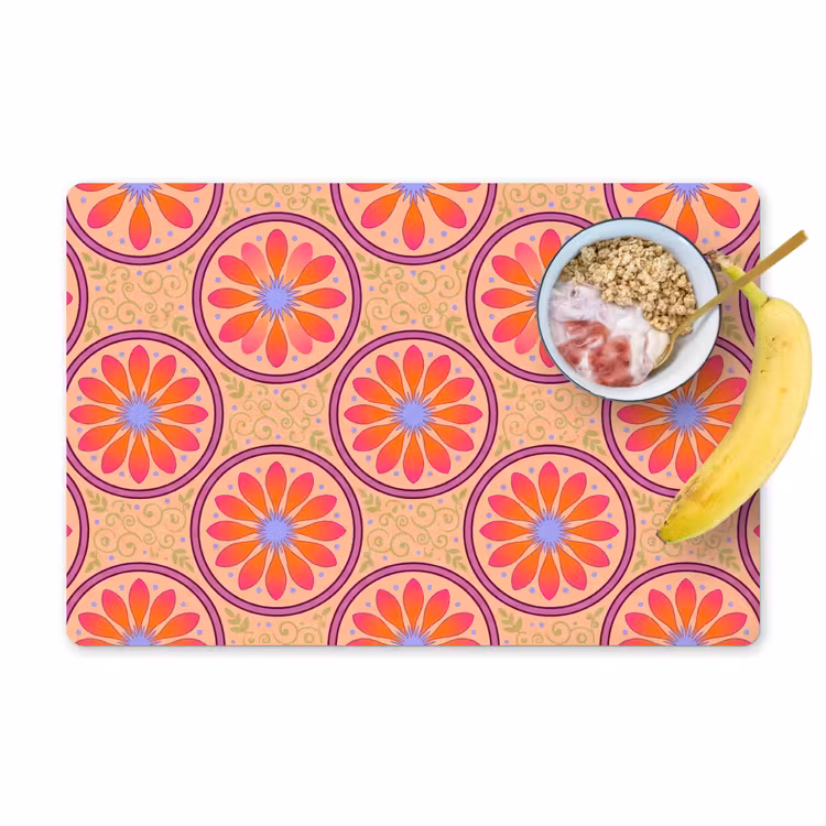 Patroon - Bloemen - Decoratief - Kleurrijk - Modern Placemat vinyl groot -zzzproduct_Kitchenyeah-website