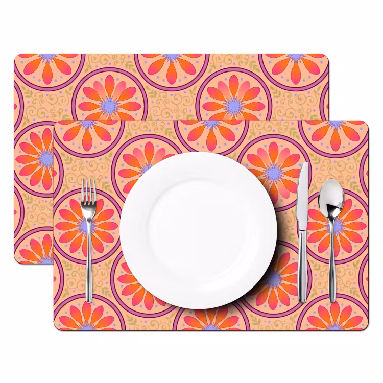 Patroon - Bloemen - Decoratief - Kleurrijk - Modern Placemat vinyl groot -zzsfeer2_Kitchenyeah-website