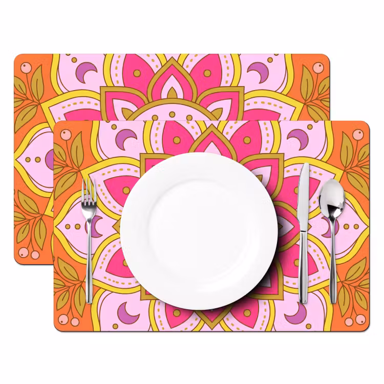 Patroon - Bloemmotief - Decoratie - Abstract - Roze Placemat vinyl groot -zzsfeer2_Kitchenyeah-website