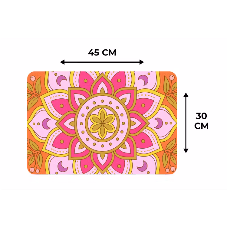 Patroon - Bloemmotief - Decoratie - Abstract - Roze Placemat vinyl groot -specs