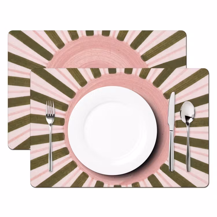 Patroon - Cirkel - Stralen - Abstract - Roze Placemat vinyl groot -zzsfeer2_Kitchenyeah-website