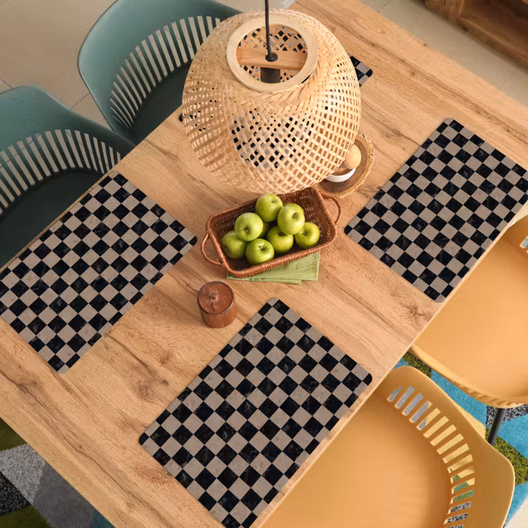 Patroon - Dambord - Marmer Placemat vinyl groot 368 -zzsfeer5_Kitchenyeah-website