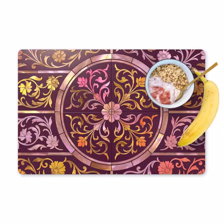 Patroon - Floraal - Oosters - Paars - Goud Placemat vinyl groot -zzzproduct_Kitchenyeah-website