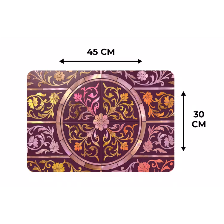 Patroon - Floraal - Oosters - Paars - Goud Placemat vinyl groot -specs