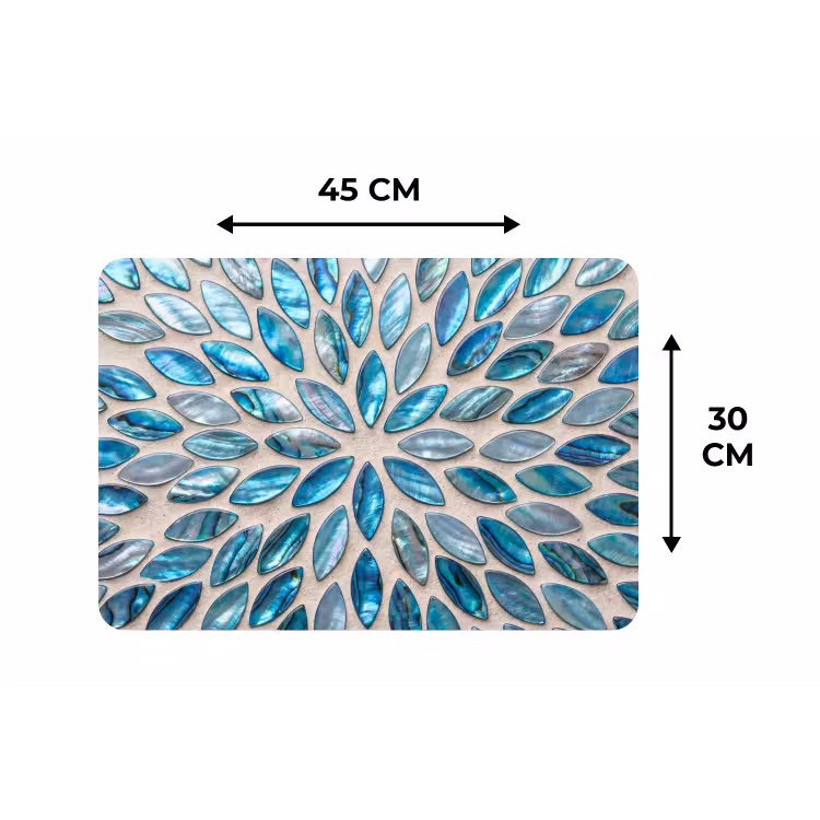 Patroon - Glans - Abstract - Blauw - Decoratie Placemat vinyl groot -specs