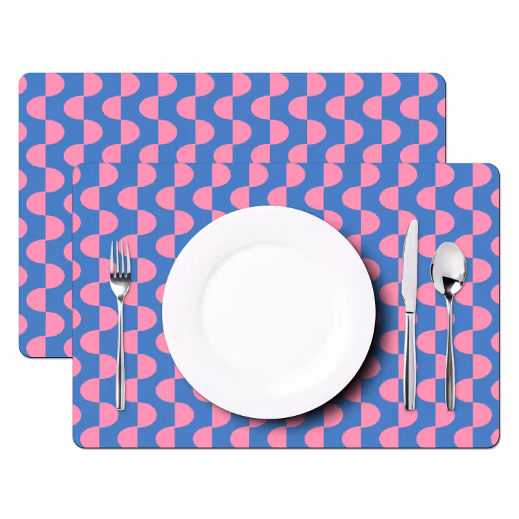 Patroon - Halve cirkels - Abstract - Modern - Roze - Blauw Placemat vinyl groot -zzsfeer2_Kitchenyeah-website