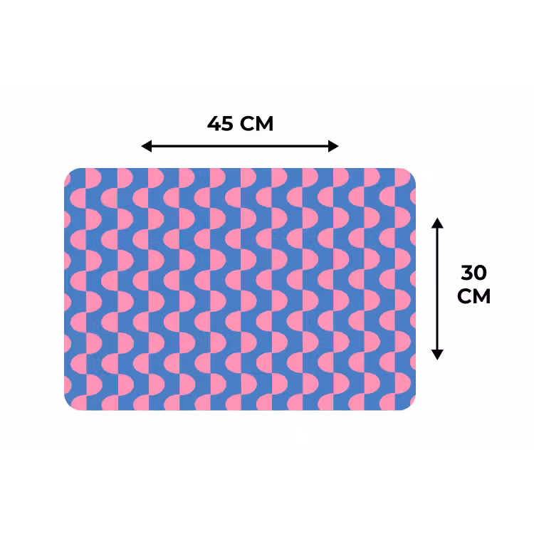 Patroon - Halve cirkels - Abstract - Modern - Roze - Blauw Placemat vinyl groot -specs
