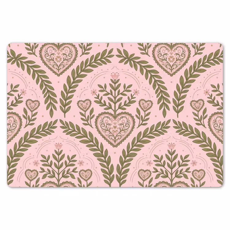 Patroon - Hart - Bloemen - Folkloristisch - Roze Placemat vinyl groot -zzsfeer1_Kitchenyeah-website