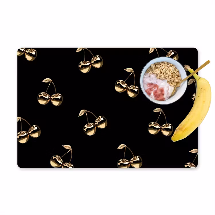 Patroon - Kersen - Goud - Chrome Placemat vinyl groot -zzzproduct_Kitchenyeah-website
