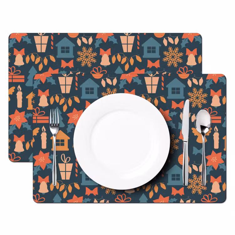 Patroon - Kerst - Symbolen - Blauw Placemat vinyl groot 368 -zzsfeer2_Kitchenyeah-website